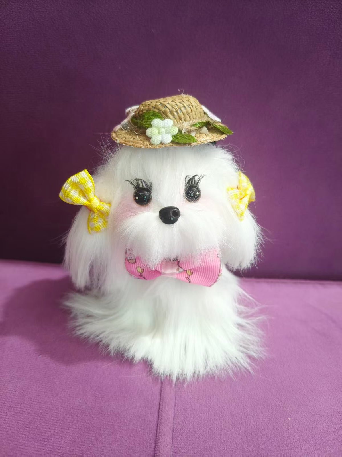 Handmade Fluffy Figurine/Desk Ornament/Cute Puppy Sculpture