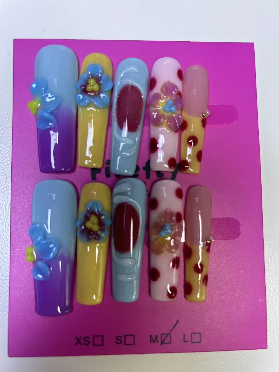 Handmade 3D Flower Press On Nails