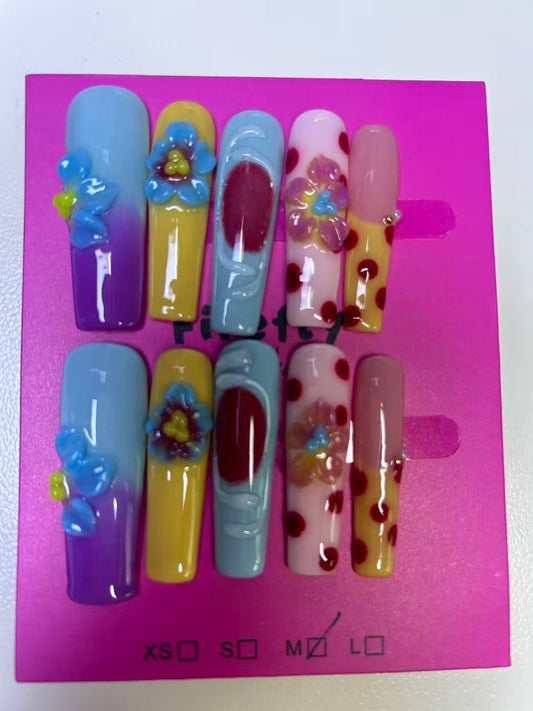 Handmade 3D Flower Press On Nails